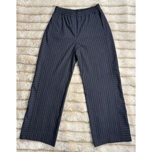 Paul Smith Black, White Striped Wide Leg Pants High Rise Trousers Size 42
